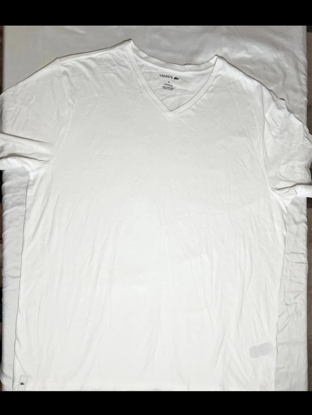 Lacoste White V-Neck Short Sleeve Tee